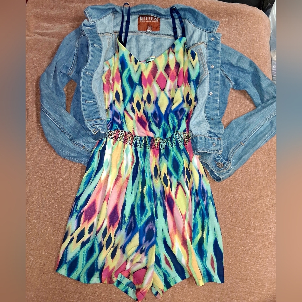 Maurices Multicolor Patterned Romper - image 1